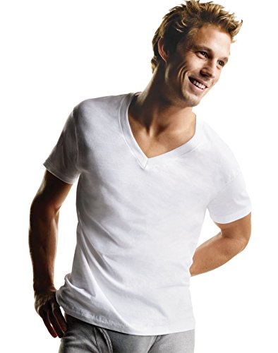 T-shirt col V Hanes Ultimate lot de 6 sous-vêtements homme en coton blanc uni
