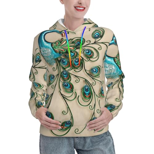 Sweat à capuche paon femme EdWal pull ajusté quotidien à poche