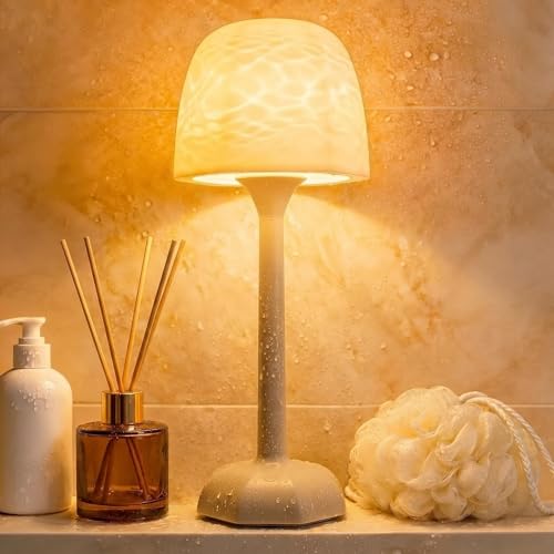 LINKOJI 4 in 1 Shower Lamp Waterproof Bathroom Lamp Ocean Wave Projector Light Northern Galaxy Light 16 Color Rechargeable Remote Control lumena Lamps for Inside Shower/Bathtub