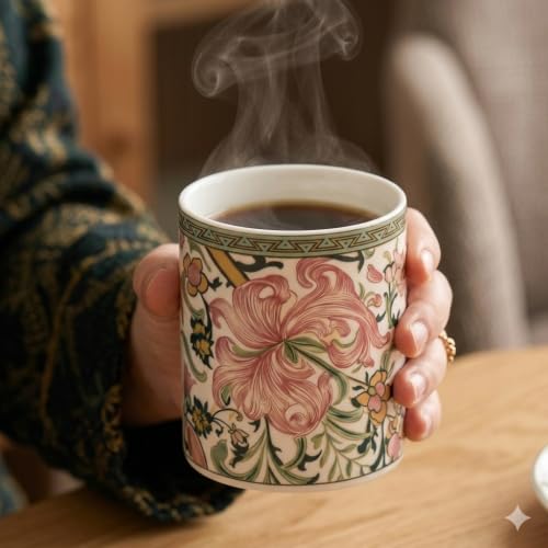 Image of Alive Floral Printed Ceramic Tea /Coffee Mug Set of 6 (300 ml) | Microwave & Dishwasher Safe |Premium Ceramic Mugs for Home, Office & Gifting