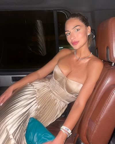 Smileven Strapless Bridesmaid Dresses with Scarf Satin Tea Length Dress A Line Formal Wedding Guest Gowns4