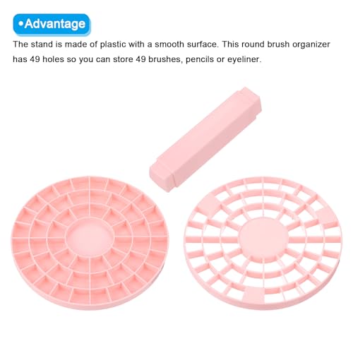 Image of PATIKIL 2pcs Minimalist Pink Paint Brush Holder, 49 Holes Plastic Storage Desk Stand for Artist Desk Makeup Pencil