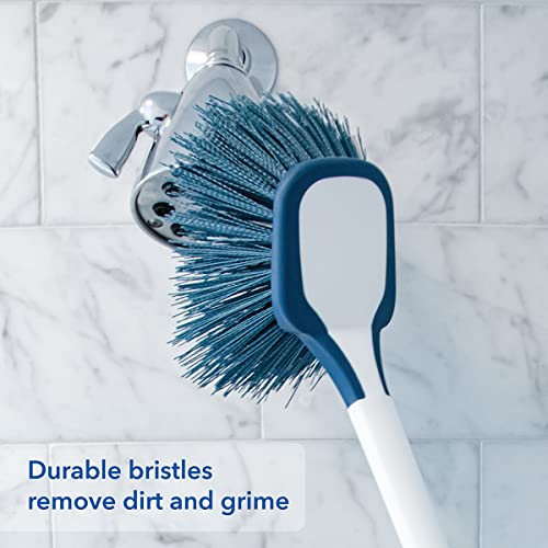 Image of Unger EZ Reach Shower Tub and Tile Scrub Brush, Crevice Bathroom Cleaning Supplies, Non-Scratch Scrubber Tool for Showers, Fixtures, Bathtubs, Drains, Grout, and Marble