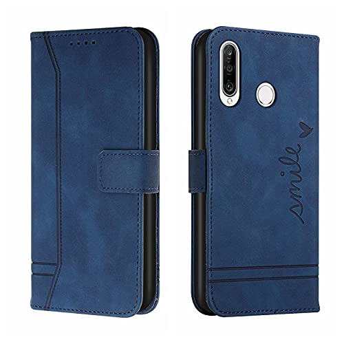 Bravoday Cover per Huawei Y6P, Flip Custodia in Pelle PU Portafoglio Custodia per Huawei Y6P, con Slot per Schede, Blu