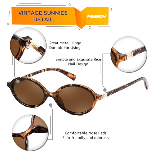 FEISEDY Vintage Oval Sunglasses for Women Men 90s Narrow Lightweight Shades Y2k Trendy Sunnies B11594