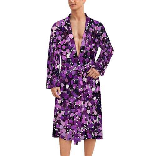 Purple Glitter Pattern Funny Men's Robe Novelty Soft Lightweight Bathrobe Long-sleeve Spa Robes