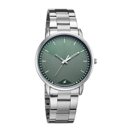 Image of Fastrack Stunners X Quartz Analog with Dark Green Dial Steel Stainless Steel Strap Watch for Men - 38159SM07