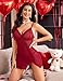 Avidlove Lingerie for Women Sexy Babydoll Lingerie Sheer Mesh Bodycon Mini Night Out Club Dress Side Slit Wine Red L