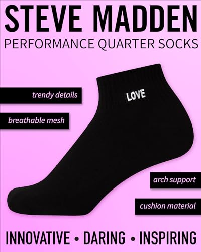 Image of Steve Madden Womens Ankle Socks - 6 & 12 Pack Womens Socks Fun Embroidered Designs Cotton Cozy Fit (Sizes 5-10)