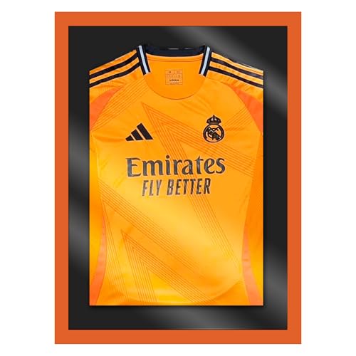 Marco para Camisetas. Ideal para Enmarcar Camisetas de Futbol, Deportes Varios, Conciertos... Tres Tamaños, Niños, Mediano y Grande. (MARCO NARANJA FONDO NEGRO, PEQUEÑO 44X60 cm)