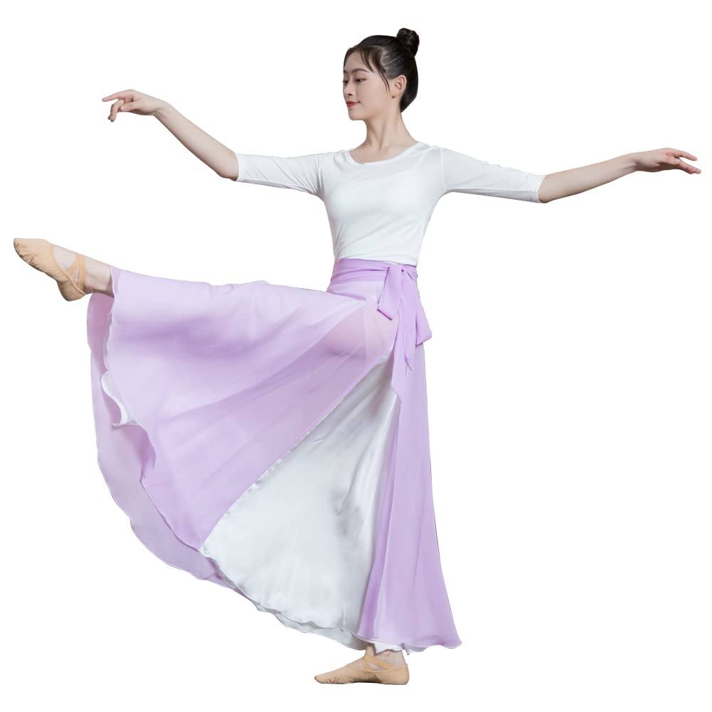 ROYAL SMEELA Lyrischer Tanzrock für Damen, langer Ballett-Wickelrock, fließender Maxirock für Ballerina, moderner zeitgenössischer Tanzrock