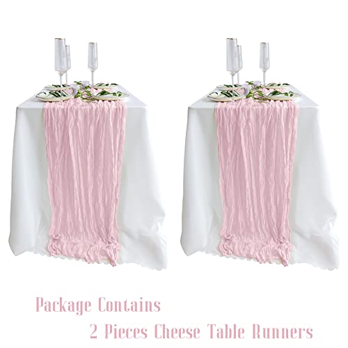 2 Pack Blush Cheesecloth Table Runners, 10Ft Baby Pink Gauze Table Runner Romantic Wedding Cheese Cloths Decor For Bridal Baby Shower Engagement Party Mother's Day Decorations #TOP3