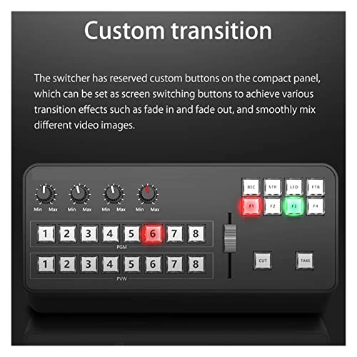 Przełącznik KVM, Video Mini Switcher Panel sterowania MIDI2.0 Nagrywanie wideo Centrala Ins Transmisje telewizyjne(With tally output)