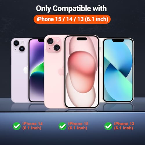 vnnink for iPhone 15 Case,iPhone 14/iPhone 13 Case, Magnetic Matte Military Grade Drop Protection Translucent Cell Phone Cover,Rugged Shockproof Cover,Light Pink - image 2