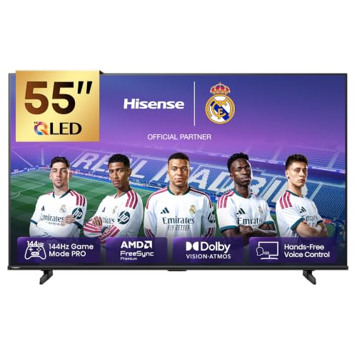 Hisense 55 inch QLED 144Hz Smart TV E8Q-Quantum Dot Colour, AI Picture, Dolby Vision, Dolby Atmos, Share to TV, Voice Control, Filmmaker Mode, Youtube, Netflix, Disney+ 55E8Q (2025 UAE Version)