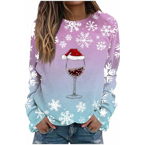 Generisch Weihnachtspullover Damen Weihnachtssweatshirt Frau Mode Weihnachtskostüm Freizeit Weihnachtskleidung Lässige Weihnachtsoutfit Casual...