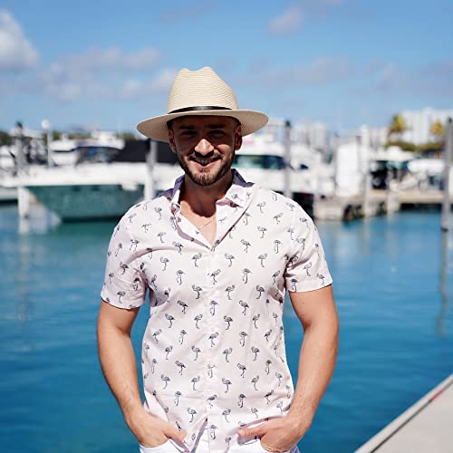 Lanzom Women Men Wide Brim Beach Sun Straw Hat Upf50 Travel Foldable Brim Summer Straw Cowboy Hat (Khaki, Medium) #TOP5