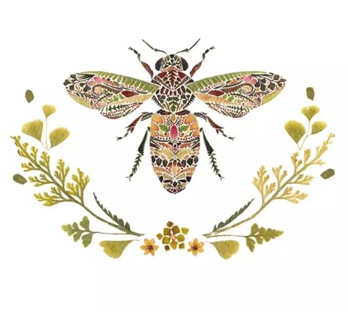 Set of 2 Individual Decoupage Paper Party Napkin Bee Design Plants Artsy Watercolor Decor Luncheon Napkins for a Birthday Holiday, Wedding, Cocktail Party