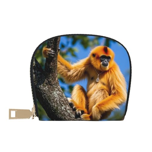 Golden Gibbons Print Credit Card Holder, PU Leather Small Card Bag Wallets with Zipper for Women Men id Business Card2