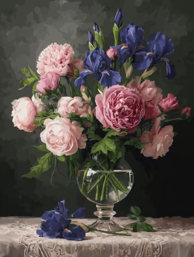 Pintar por numeros adultos kit de pintura acrilica rosa y azul 100x150cm sin marco I-75