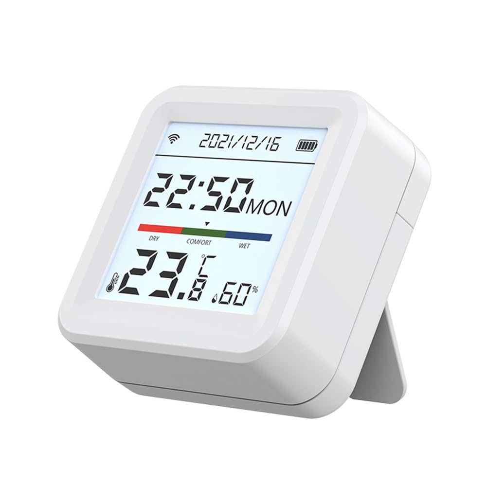 muqeu WiFi Enabled Tuya Smart Life Hygrometer Thermometer Temperature Humidity Sensor Backlight Hygrometers Mobile Phone Remote Control Monitoring