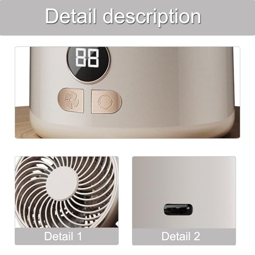 Ventilador portátil de camping USB con batería de 3600 mAh y pantalla digital 7