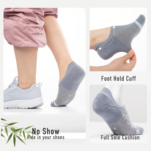 Image of BRISIRA Bamboo Viscose Coolmax Running Golf No Show Socks Women Compression Moisture Wicking Performance Low Cut Tab Athletic