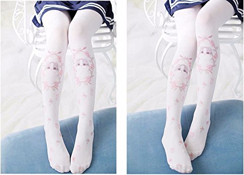 Summer Thin Women's Kawaii Cat Anime Print Slim Pantyhose (Pack of 1 Piece) Suit For Height 5'1" to 5'6"3