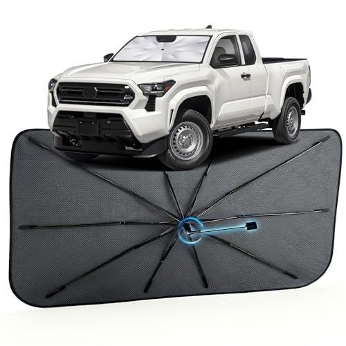 Image of Car Windshield Sun Shade for Toyota Tacoma 2016-2024 -[Reflective Coated Fabric] Sunshade Umbrella for Front Window, Car Shades Sun Visor Keep Car Cool and Protects Interior, 1:1 Exact Fit