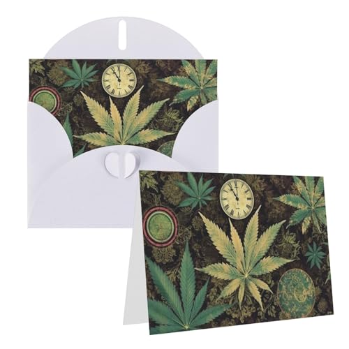 QMNSEHF A Puff in Time Weed �}���t�@�i �O���[�e�B���O�J�[�h �����t�� Thank YouCard �u�����N Happy Birthday�J�[�h ���f�B�[�X �����Y �N���X�}�X �n���E�B�� ������ �u�����N �m�[�g�J�[�h �����