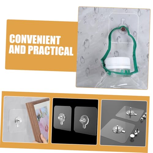Image of Veemoon 30pcs Wall-Mounted Sticker Fixer Clear Reusable Adhesive Nailless Sticky Hooks for Hanging Heavy Duty Stickies Picture Hanging Hooks Holder Shape Transparent Stainless Steel