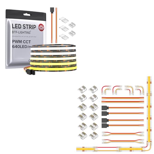Tira LED BTF-LIGHTING FCOB CCT 2700K-6500K 16.4FT 640LED/m miniatura 1