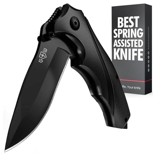 Tactical Knife for Men - Black Pocket Knife - Best Spring Assisted Knife with Glass Breaker and Pocket Clip - Cool Folding Knives for Military Work Self Defense Camping - Birthday Gifts for Dad 6495 B