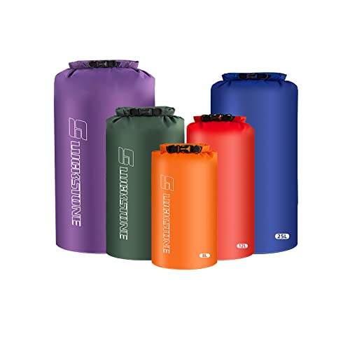 Set de 2 Bolsas Secas Impermeables, Ligero con Cierre de Hebilla, Capacidad 5 Litros, Azul