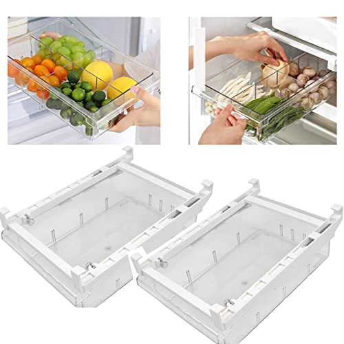 OctBird Tiroir pour Frigo Grand 2Pcs Boîte de Rangement Frigo Tiroir Coulissant Transparent 30,5x20x9,5cm Bacs de Rangement pour Réfrigérateur Transparent...