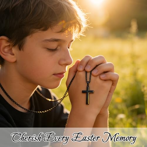 Image of Sereney Cross Necklace for Boys, 8th 9th 13th Birthday Gifts for Toddler Kids Teen Boys Girls, Baptism Gift Mustard Seed Jewelry as Rcia Christian Religious Necklace for Son Daughter Pendants