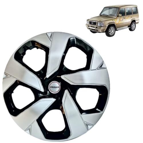 Image of Prigan TATA Sumo Gold Black Silver Wheel Cover 15 inch for TATA Sum Gold (Set of 4 Pcs) (Press Fitting) Model- Punch Reverse 15