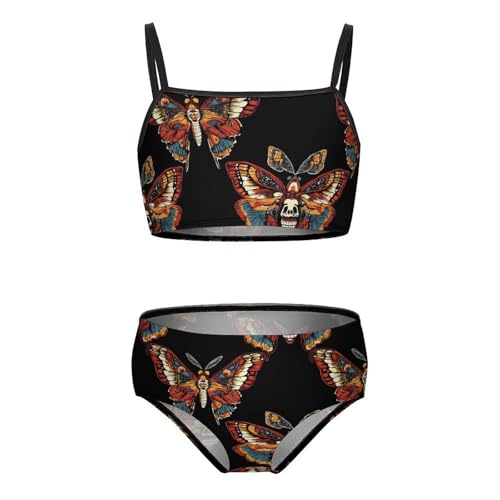 Moth Butterfly Girls Swimsuits Two Piece Bikini Sets Beach Sport Swimwear Bathing Suit
