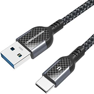 UNBREAKcable Type C to USB 3.0 Cable, [3.3ft/1M]Ultra Durable Nylon Braided USB-C Fast Charging Cable for Samsung Galaxy S21/S20 FE/A32, Xiaomi 11, Redmi Note 10 Pro/10/9, PlayStation 5 and More-Grey