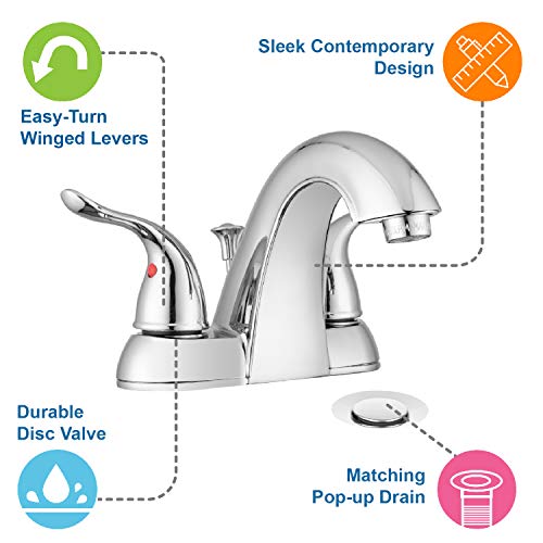 Pacific Bay Treviso 2-Handle Bathroom Faucet With Pop-Up Drain Assembly (Chrome Plated) #TOP1