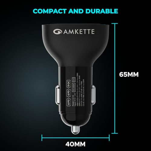 Image of MOZEN by Amkette PowerPro 60W Car Charger, 3 Port (Dual Type C + USB A) Car Charger Socket, Fast Charging, ABS Build, Safety Protections, Multi-Device Compatible - Mobiles, Tablets & More