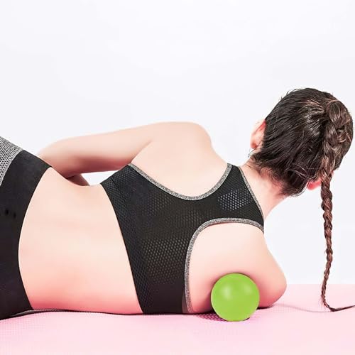 Image of WOVTE Massage Lacrosse Ball for Sore Muscles, Shoulders, Neck, Back, Foot, Body, Deep Tissue, Trigger Point, Muscle Knots, Yoga and Myofascial Release (Green)