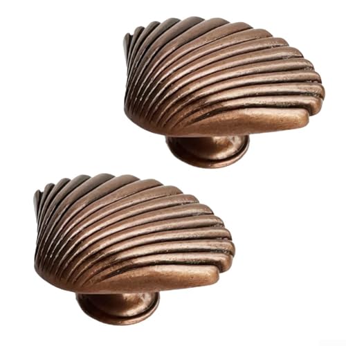 Mango contemporáneo en forma de concha hecho de aleación de zinc para armarios y cajones (bronce rojo)