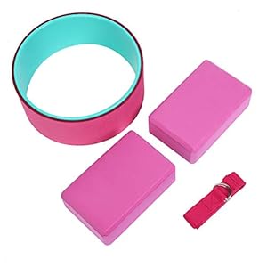4 Piece Yoga Wheel Set, EVA, Non Slip, Perfect Yoga Accessory for Stretching and Massage and Improve Back Pain, Beginner Yoga Starter Kit, Ideal Yoga Gift