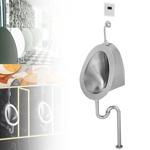 Scumlovy Urinario de Acero Inoxidable 304, urinario Comercial antiolor para Hombres y Adultos, urinario de Barra, urinario de baño de Pared, urinario Masculino con Sensor Inteligente de Descarga, C-