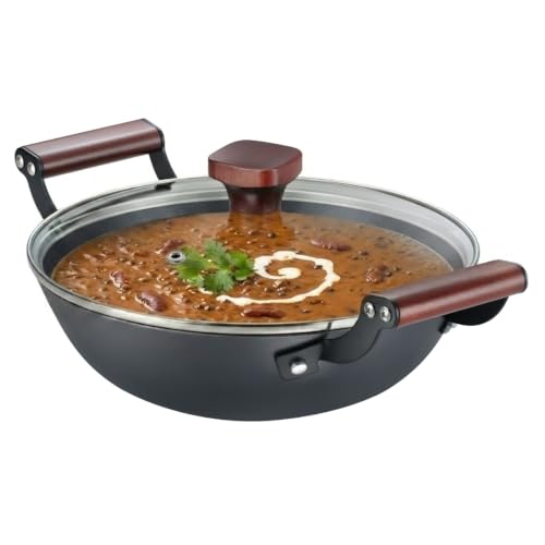 Image of Prestige Castlite Patterned Enamel Coated Cast Iron Kadai 20cm /1.4L | High Heat Retention, Rust-Proof | Gas & Induction Compatible | Low-Oil Cooking | Stay-Cool Handles | Easy Clean | 15Y Warranty