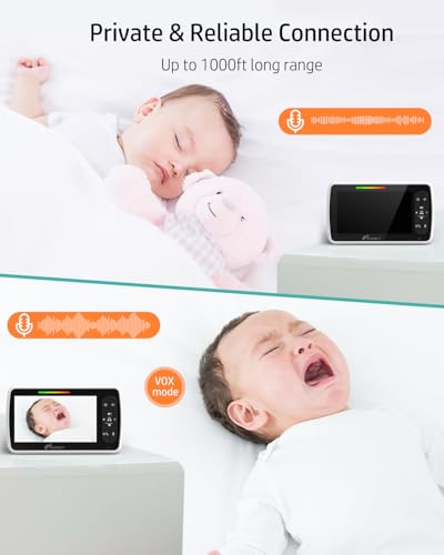 iFamily 5"Split Screen Baby Monitor with 2 Cameras and Audio n Night Vision | Large Display Video Baby Monitor, Long Range, Remote pan tilt, Temperature, 2 Way Talk,Feeding Clock, lullabies - Image 5