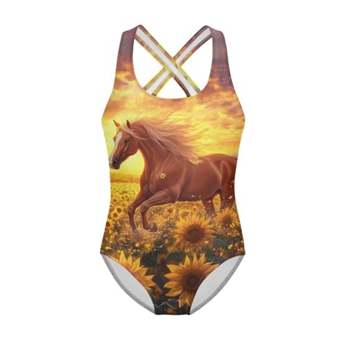 Image of Girls One Piece Cat Swimsuits Quick Dry Cartoon Beach Bathing Suit Crossback Swimwear for Kids 5-14 Years