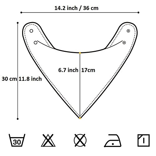 iZiv Set van 12 babybandana-slabbetjes met verstelbare drukknoppen, waterdichte katoenen voering voor 0-2 jaar - Image 3