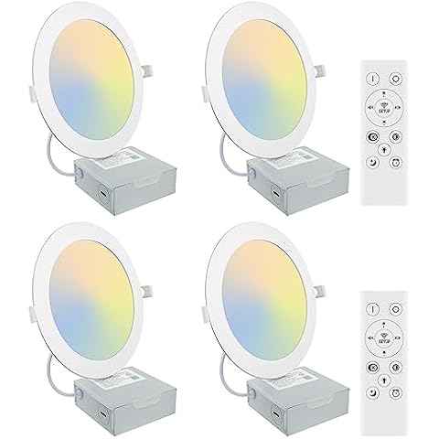 Esbaybulbs 7 inch Ceiling Light Recessed Led Light with Junction Box, 18W Ultra Thin Led Ceiling Lights Flush Mount, 10CCT 10 Dimmable Led Pot Lights Can Lights Downlight 4 Pack Cover